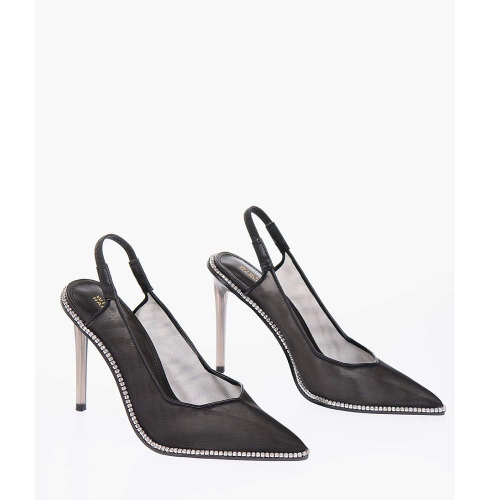 Steve Madden x Winnie Harlow Black Mesh Slingback Heels collab